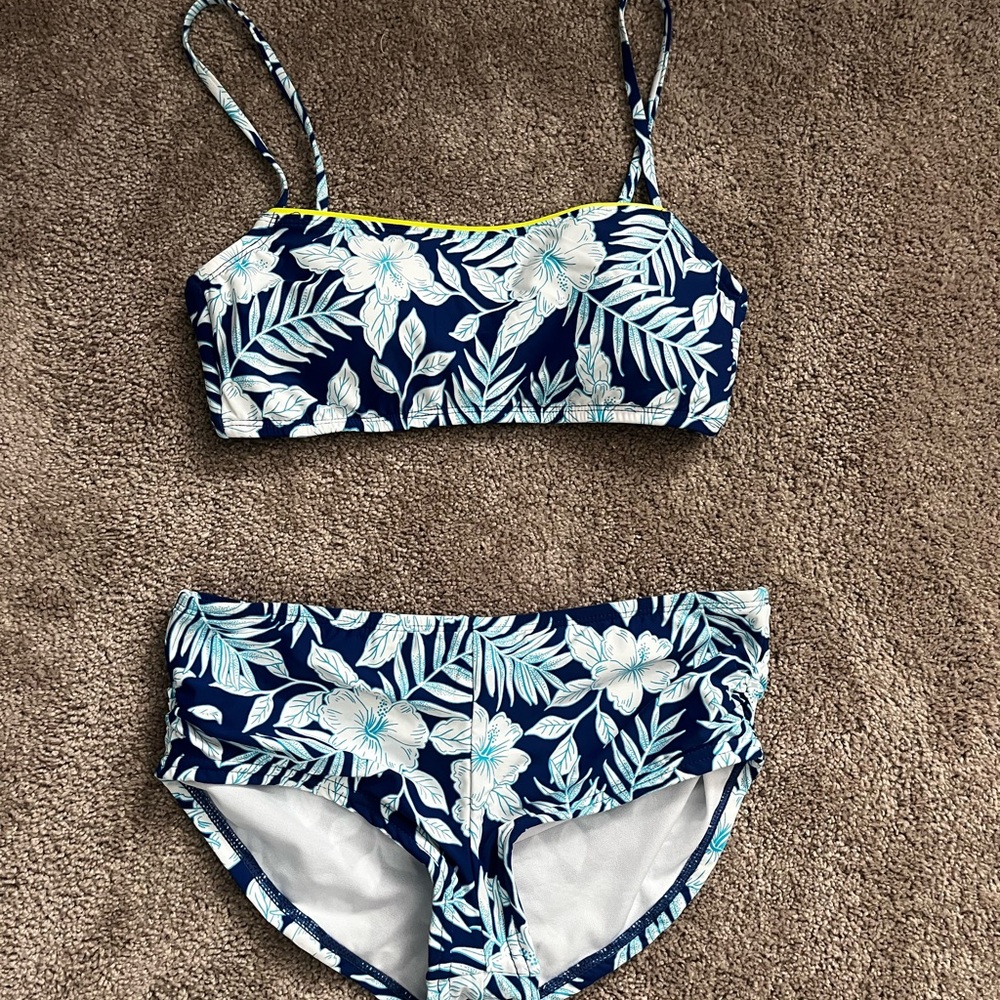 floral bikini with neon accents